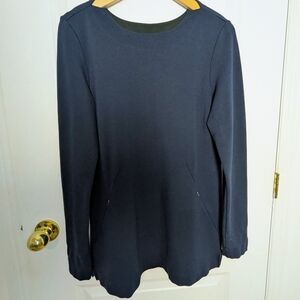FIG Long Sleeve Tunic Top With Pockets | Size Small | Made in Canada | Navy Blue